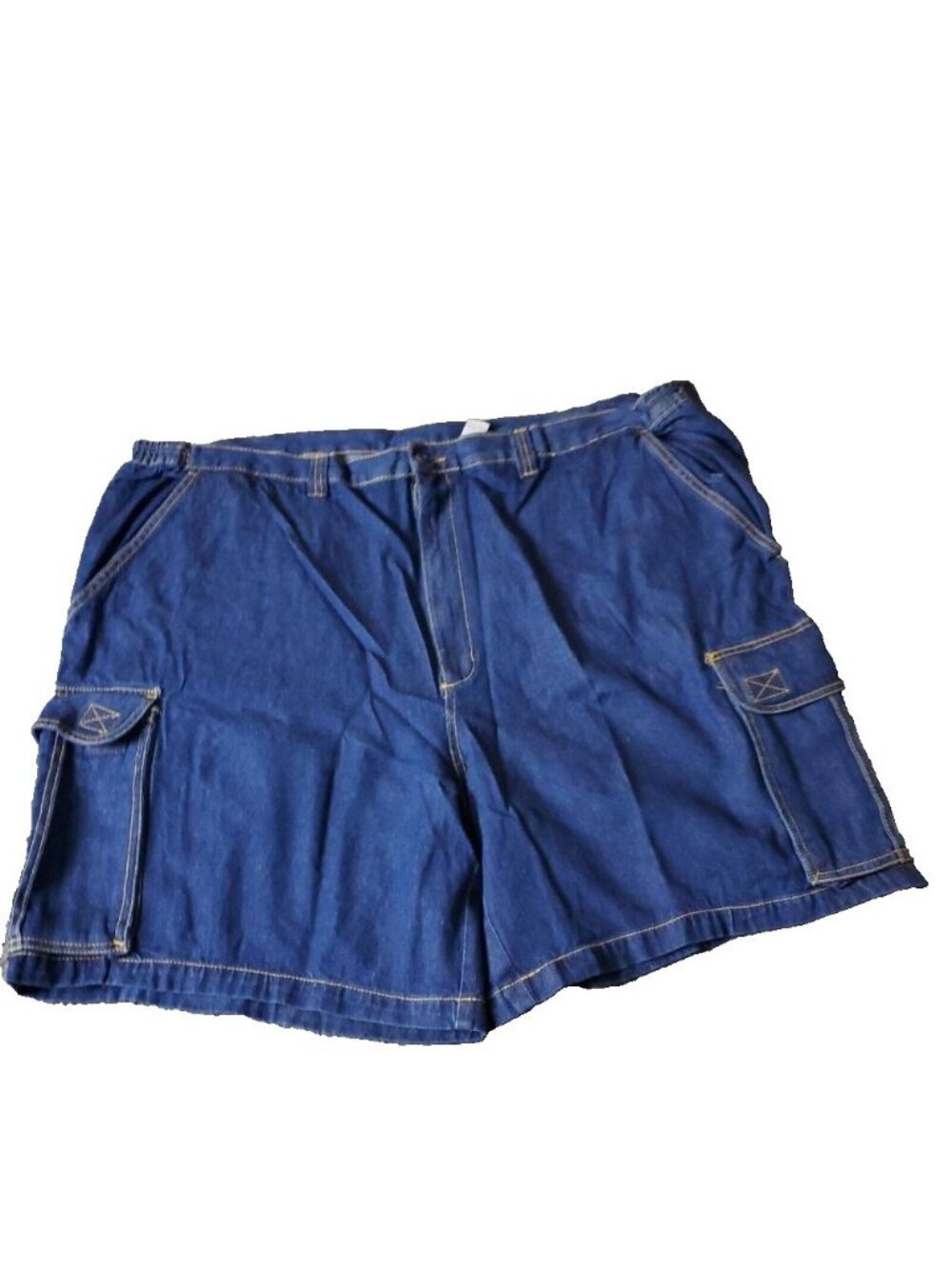 KingSize Cargo Jean Shorts Mens 50 Big Tall Blue Cotton Elastic Jorts y2K